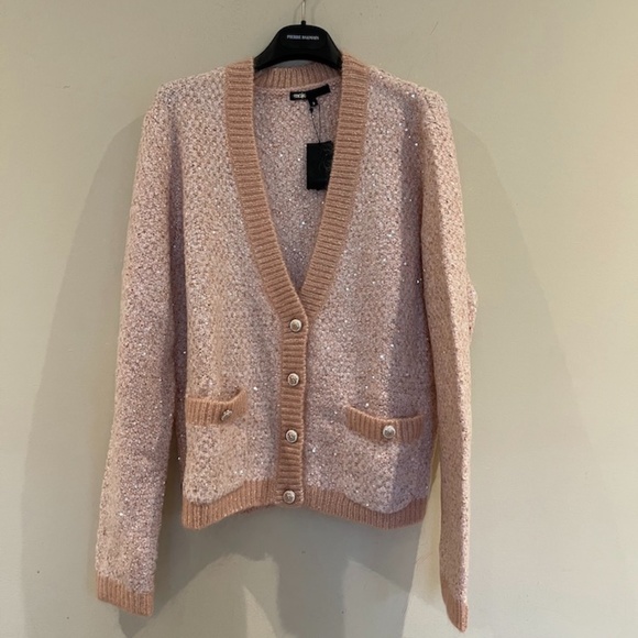 Maje DECORATIVE KNIT CARDIGAN Sz US8 - Picture 3 of 13